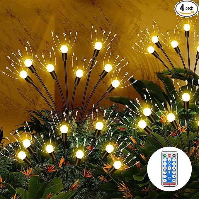 Solar Garden Lights, [Innovative 2024 Design] Big Solar Panel with 4 Pack 256 LEDs Solar Firefly Swaying Lights, Solar Lights Outdoor Waterproof for Yard for Patio Pathway Landscape Decorative by GreenHaven Gardens