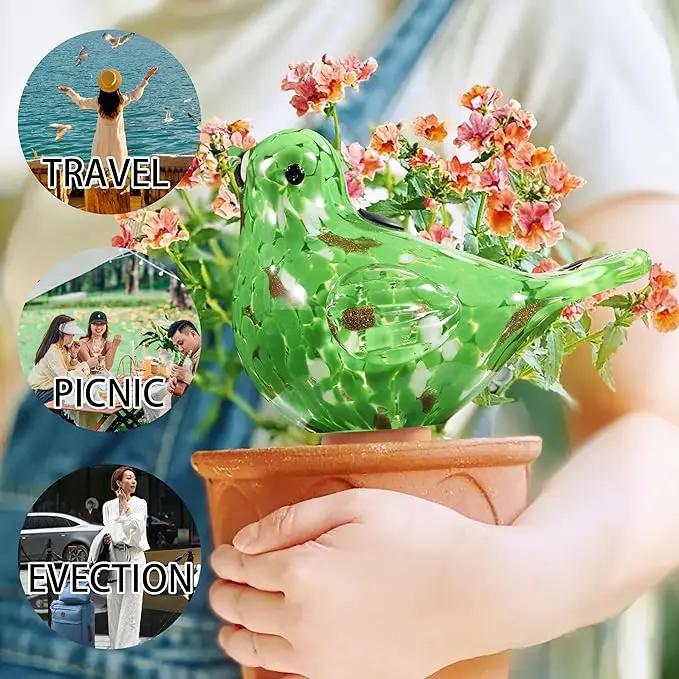 Glass Bird Shaped Plant Watering Ball Glass Automatic Watering Ball Flower Pot Insertion Spike Drip Irrigation Device Watering Ball Irrigation System Plant Enthusiast Gift (Green) by GreenHaven Gardens