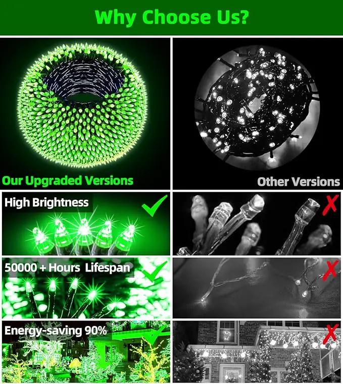 750 LED Outdoor Christmas Lights Decorations, 246ft Green Wire LED Christmas String Lights with Timer Memory, Twinkle Lighs for Indoor Outdoor Xmas Party Christmas Tree Wedding Garden Patio Green by GreenHaven Gardens