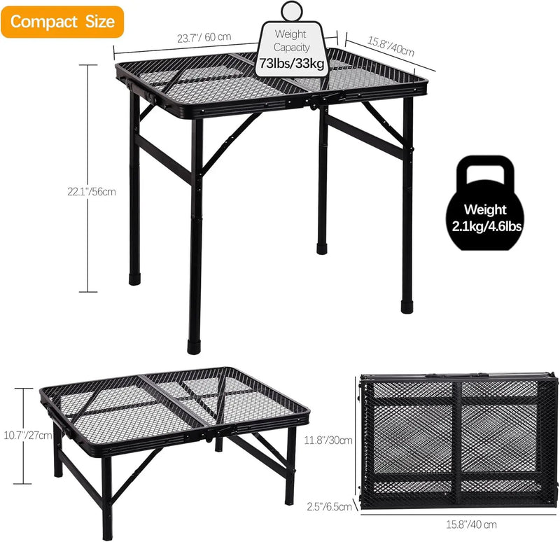 Small Folding Table for Camping Picnic Grill,Garden BBQ Side Table-Portable Lightweight,Compact,Height Adjustable Patio Outdoor Table with Carry Bag by GreenHaven Gardens