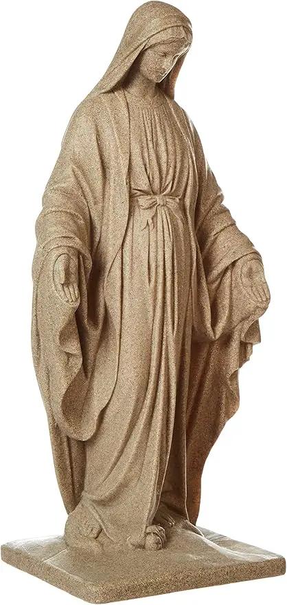 Emsco Group Virgin Mary Statue - Natural Sandstone Appearance - Made of Resin - Lightweight - 34" Height by GreenHaven Gardens