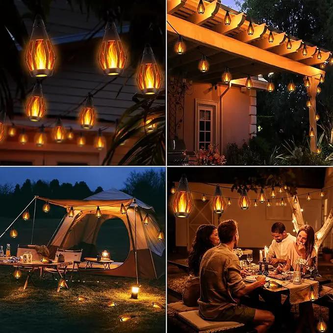 Solar Flame String Lights - 48ft 15 LED Lights Outdoor Solar String Lights for Garden Patio Decoration by GreenHaven Gardens