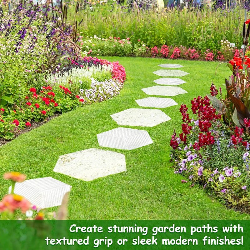 2 Size Hexagon Stepping Stone Mold, 9" /11.4" Reusable Cement Molds for Concrete, Plastic Concrete Molds for Walkways, Pavement and Garden by GreenHaven Gardens