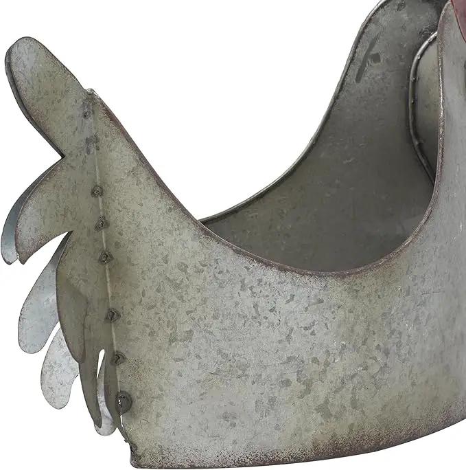 Deco 79 Metal Rooster Indoor Outdoor Planter Large Planter Pot, Planter 12" x 8" x 16", Gray by GreenHaven Gardens