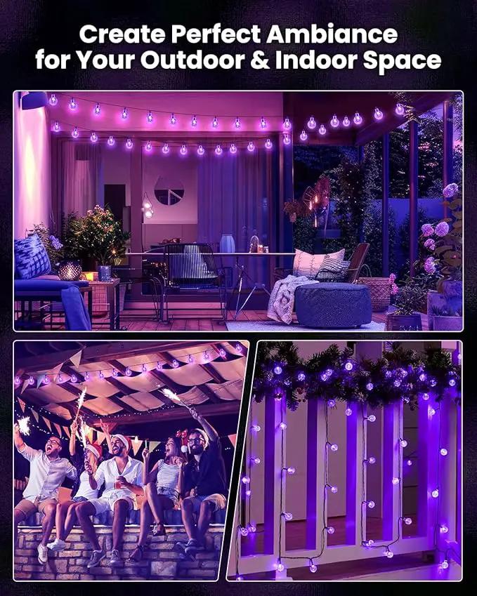 Brightown Purple Solar Halloween Lights Outdoor 60 Led 36 Feet Crystal Globe String Lights with 8 Lighting Modes, Waterproof Solar Powered Patio Lights for Garden Yard Porch Decor (Purple) by GreenHaven Gardens