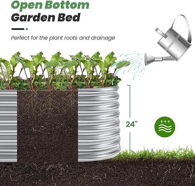 Land Guard 6×3×2ft Galvanized Raised Garden Bed Kit, Galvanized Planter Raised Garden Boxes Outdoor, Oval Large Metal Raised Garden Beds for Vegetables… by GreenHaven Gardens