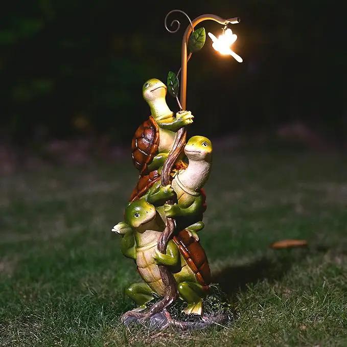 Turtle Figurine Garden Decor, Solar Turtle Outdoor Statue, Funny Turtle Gift Sculpture Decoration for Home Patio Yard Lawn Porch Ornament by GreenHaven Gardens