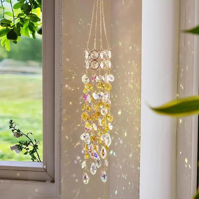 Hanging Window Garden Crystal Sun Catcher, Gold-Plated Sun Catcher for Indoor and Outdoor Decoration, Light Catcher, Party Crystals (Golden) by GreenHaven Gardens