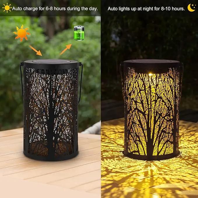 Solar Lanterns for Outdoor Waterproof, Hanging Solar Lights Gifts for Women Mom, Tree Lantern Hanging/Standing for Patio, Lawn, Tabletop, Garden Decorative LED Lantern Black Tree by GreenHaven Gardens