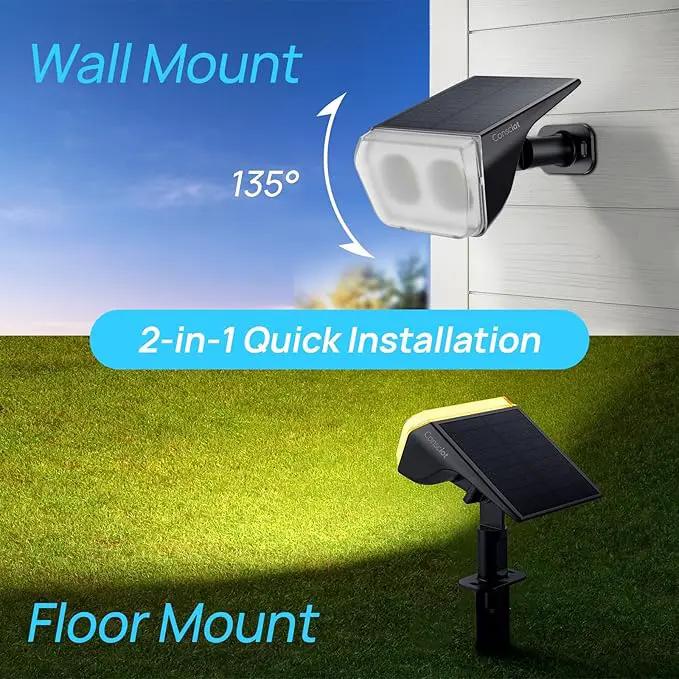 Consciot Solar Spot Lights Outdoor Waterproof, 24 LED Dusk-to-Dawn Solar Spotlight, 2 in 1 Adjustable Wall Lights, Warm White Solar Landscape Spotlights for Garden Yard Wall Walkway, 2 Pack by GreenHaven Gardens