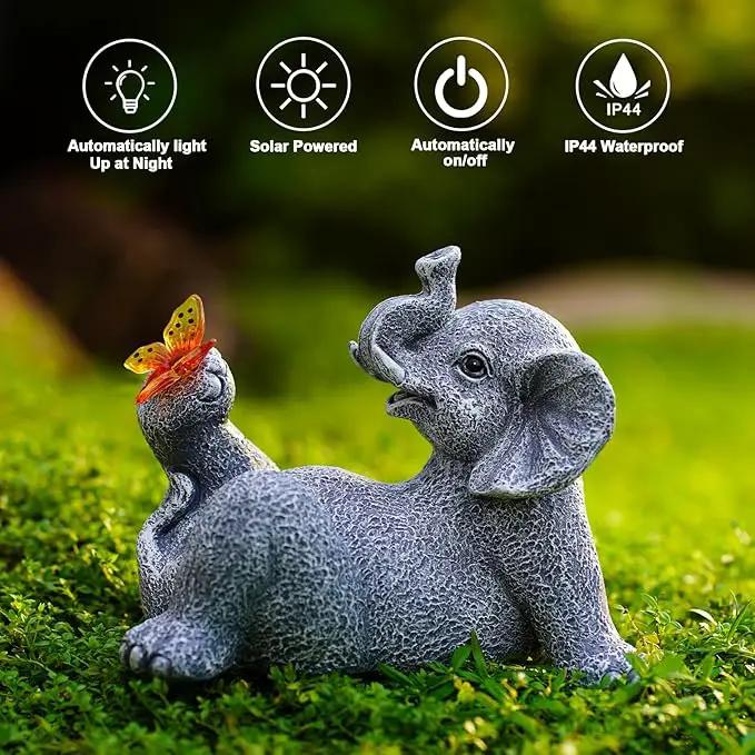 Goodeco Elephant Statue with Solar Butterfly - Ideal Gifts for Women, Mom or Birthdays, Beautifully Crafted Outdoor Decorations to Wow Your Guests by GreenHaven Gardens
