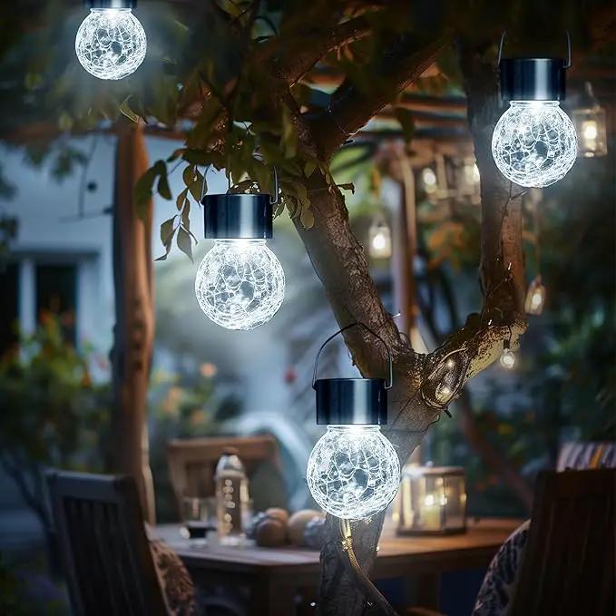 GIGALUMI 16 Pack Solar Outdoor Lights, Solar Hanging Lights for Christmas Decoration-Cracked Glass Solar Lights Outdoor Waterproof for Garden, Yard, Fence, Tree(Cold White) by GreenHaven Gardens
