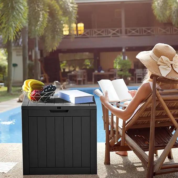 YITAHOME 30 Gallon Deck Box Outdoor Storage Box, Waterproof Resin Package Delivery and Storage Box with Lockable Lid for Patio Furniture Cushions, Pool Accessories, Garden Tools, Black by GreenHaven Gardens
