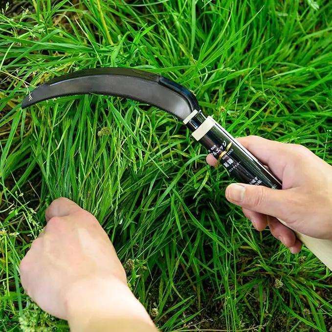 Japanese Weeding Steel Grass Sickle Gardening Tools [Made in Japan] Clearing Hand Held Garden Tool Farming Portable Weeder by GreenHaven Gardens