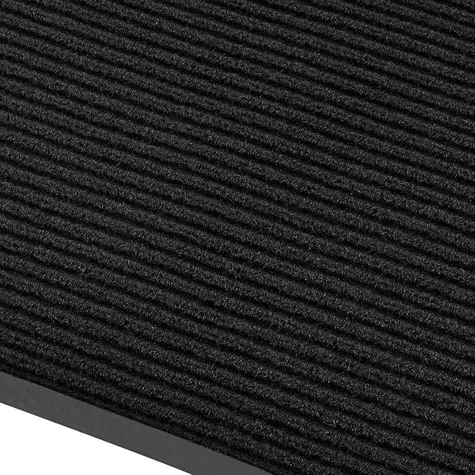 fani Heavy Duty Large Outdoor Indoor Entrance Black Doormat Waterproof Low Profile Entrance Rug Front Door Mat Patio Anti-Skid Rubber Back, 48x96 inch (Jet Black) by GreenHaven Gardens
