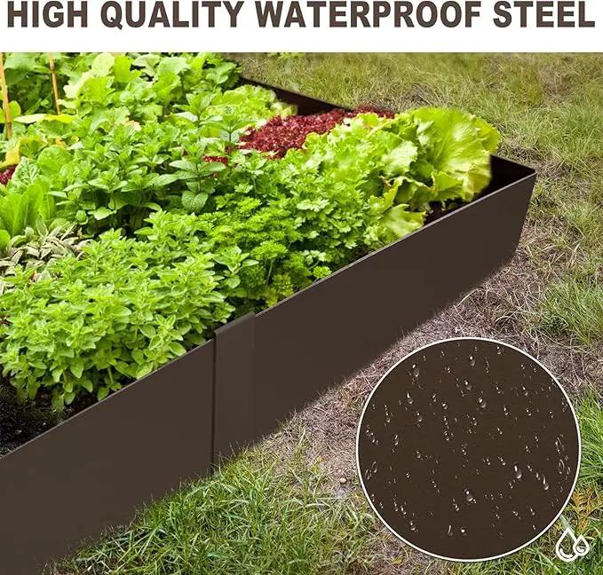 40" L x 6" H Metal Landscape Edging, Heavy Duty Galvanized Steel Garden Edging,6 Pack Steel Landscape Edging with Clips for Lawn, Flower Bed, Yard (Brown) by GreenHaven Gardens