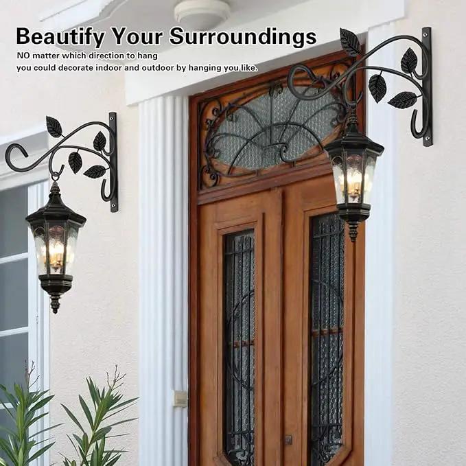 4 PCS Metal Hanging Hook Plants Brackets, 12 Inch Iron Wall Mount Bracket Durable Rust-Resistant Plant Hanger Hook for Hanging Plants Bird Feeder Lantern Wind Chimes by GreenHaven Gardens