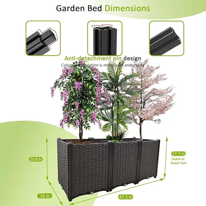 Raised Garden Bed Large Planters for Outdoor Plants Deepened Plant pots Planter Box Elevated Garden Patio Balcony Deck to Planting Flowers Vegetables Tomato and Herbs by GreenHaven Gardens
