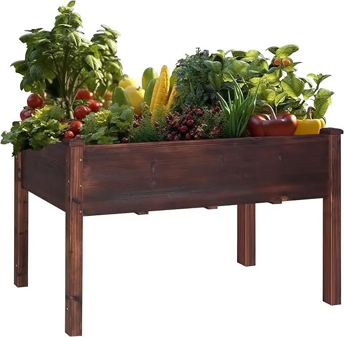 MUPATER 4' x 2' Raised Garden Bed, Raised Garden Bed with Four Legs & Elevated Planter Box and Drainage Holes for Herbs and Vegetables, Outdoor and Indoor, Rustic by GreenHaven Gardens