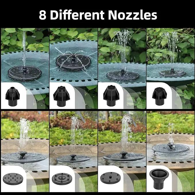 Solar Fountain, Powered Water 4W Pump for Bird Bath with LED Lights, 7 Nozzle and Fixer Hummingbird Garden, Pond, Pool, Fish Tank, , Black by GreenHaven Gardens