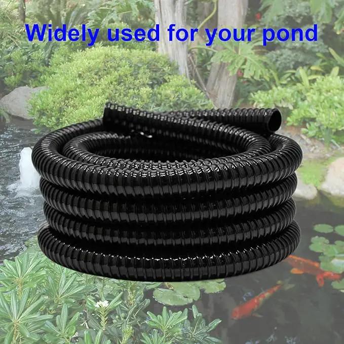 0.75 Inch Pond Tubing, 3/4" ID Corrugated Water Pipe, 20 Feet Length Flexible PVC Hose Pipe with Pipe Fittings, Aquarium, Pond Waterfall, Garden Pond Pump Drainage Tube Black by GreenHaven Gardens