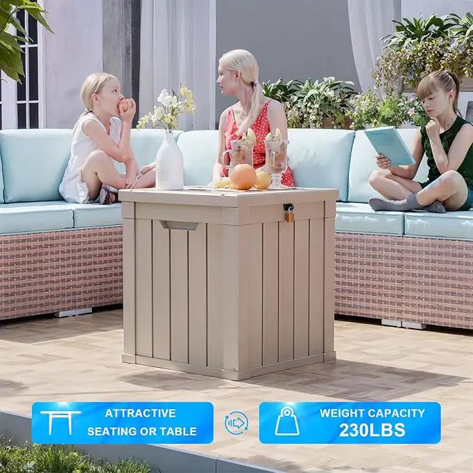 50 Gallon Outdoor Storage Box – Waterproof Deck Box for Garden & Patio,Light Brown by GreenHaven Gardens