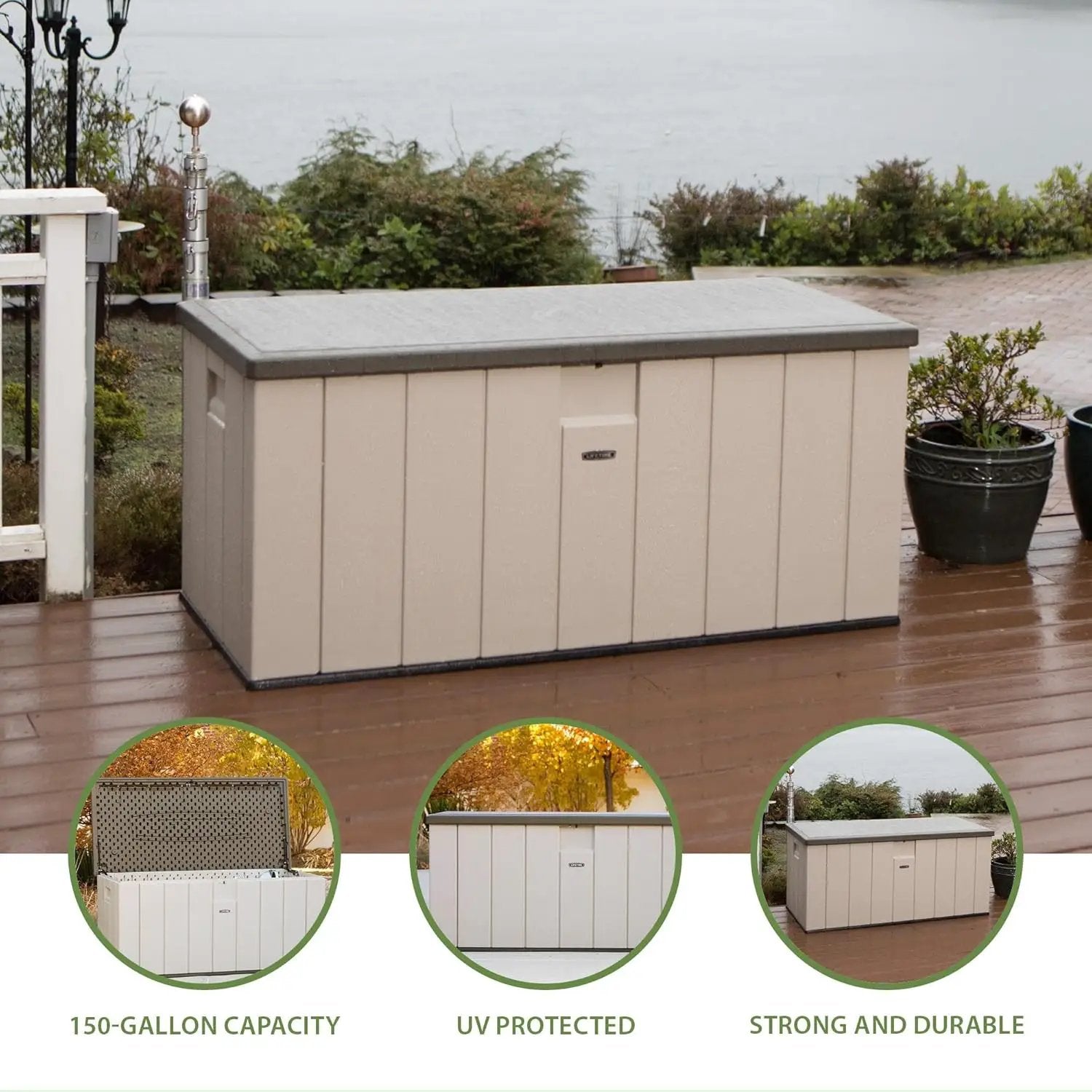 LIFETIME 60254 Heavy-Duty Outdoor Storage Deck Box, 150 Gallon, Desert Sand/Brown by GreenHaven Gardens