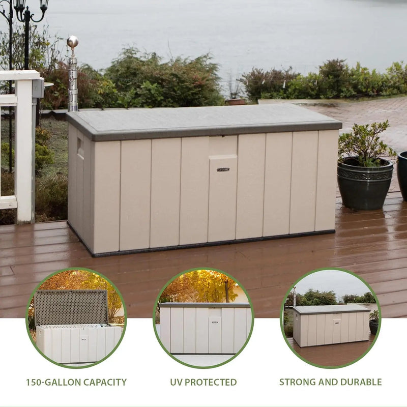LIFETIME 60254 Heavy-Duty Outdoor Storage Deck Box, 150 Gallon, Desert Sand/Brown by GreenHaven Gardens