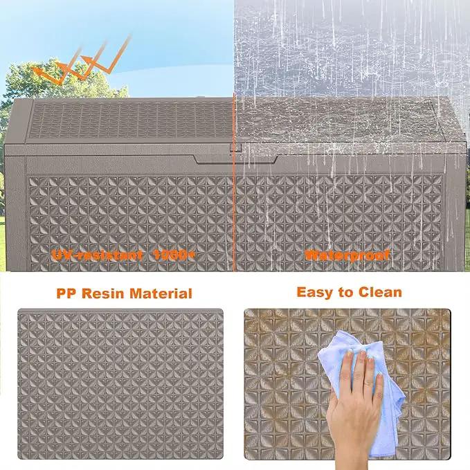 100 Gallon Outdoor Storage Box - Deck Box Waterproof Patio Furniture, Garden Tools, Cushions, Pool Accessories Outside Storage Resin Box by GreenHaven Gardens