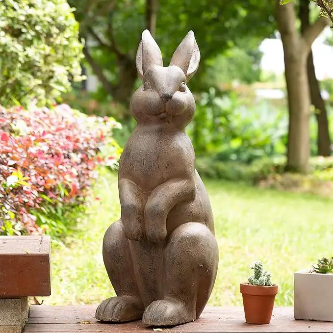 Glitzhome Rabbit Garden Statue Outdoor Standing Bunny Sculpture Lawn Decor, 22.75 Inch, Bronze by GreenHaven Gardens