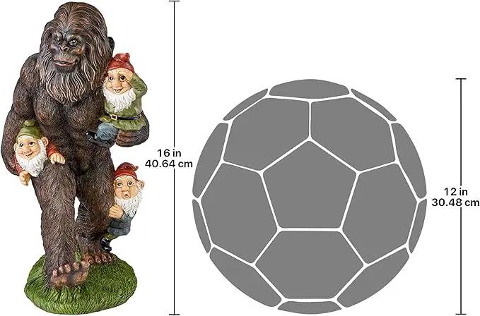 Design Toscano Schlepping the Garden Gnomes Bigfoot Yeti Indoor/Outdoor Garden Statue, 16 Inch Tall, Cast Stone Resin, Painted Full Color Finish by GreenHaven Gardens