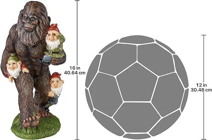 Design Toscano Schlepping the Garden Gnomes Bigfoot Yeti Indoor/Outdoor Garden Statue, 16 Inch Tall, Cast Stone Resin, Painted Full Color Finish by GreenHaven Gardens