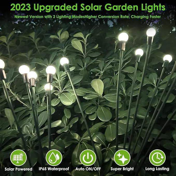 2025 Solar Lights Outdoor Waterproof, 2 Pack Solar Garden Lights, Solar Firefly Lights Outdoor Waterproof, Solar Twinkle Swaying Fairy Light for Yard Patio Pathway Garden Decoration (Cool White) by GreenHaven Gardens