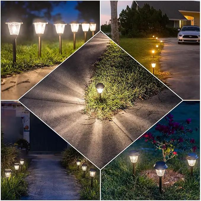 XMCOSY+ Solar Lights Pathway Outdoor - 2 LED Modes 10/25 LM Solar Powered Yard Garden Lighting, Waterproof IP65 Glass Stainless Steel Landscape Lights for Driveway Walkway Sidewalk Decor (Warm White) by GreenHaven Gardens