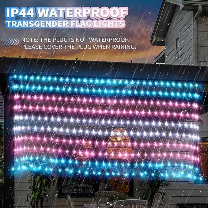Trans Flag Lights Outdoor, 6.6x3.3 FT Trans Pride Flag Pride Decorations Connectable, 330LED Waterproof Transgender Flag with Lights, Pride Month Decorations for Room, Yard, Party, Office by GreenHaven Gardens