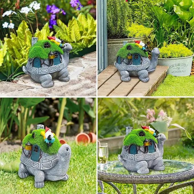 Turtle Solar Light Outdoor Garden Solar Turtle House Light Cute Turtle Garden Statue for Outdoor, Lawn Turtle with Gnome Statues Solar Light, Unique Gifts for Kindred Friend Yard Patio Decor by GreenHaven Gardens