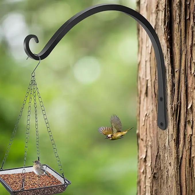 Gtongoko 2 Pack 14 Inch Plant Hangers Outdoor Metal Hanging Plant Bracket Bird Feeder Plant Hooks for Hanging Flower Basket, Wind Chimes, Solar Lanterns, Black by GreenHaven Gardens