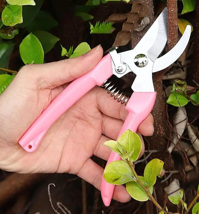 Garden Flower Shears Pruning Shears 6.9 inches Scissors Heavy Duty Plant Scissors for Cutting Flowers, Trimming Plants, Bonsai, Fruits Picking (Pink Handle 5pcs) by GreenHaven Gardens