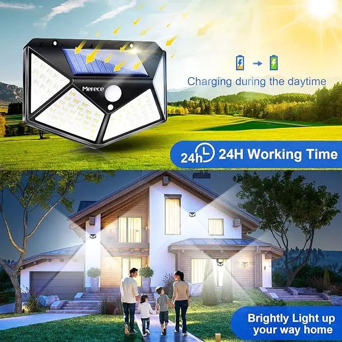 VINHMOR Solar Lights Outdoor 6 Pack, 100LED/3 Modes 270° Lighting Angle Motion Sensor Security Lights, IP65 Waterproof Wall Lights Solar Powered, Bright for Backyard Garden Fence Patio Front Door by GreenHaven Gardens
