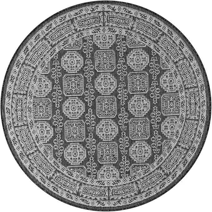 Keen Home Design Terrace Outdoor Round Rug - 8ft Round Washable Indoor/Outdoor Rug for Patio, Kitchen, Balcony, Beach, Garden, Deck and Porch, Size: 7'7" Round by GreenHaven Gardens