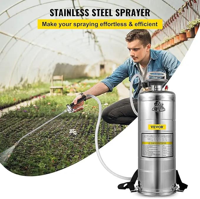 Happybuy 3.5 Gallon Stainless Steel Sprayer, 20" Wand & 3FT Reinforced Hose, Pressure Gauge, Safety Valve&Adjustable Nozzle, Garden Weed Pump Sprayer for Lawn, Gardening by GreenHaven Gardens