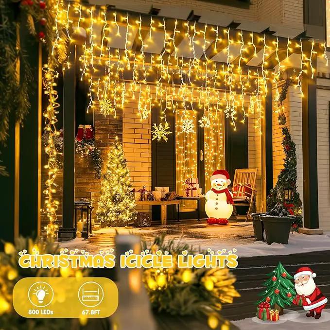 JMEXSUSS 800 LED Icicle Lights for Outside, Icicle Christmas Lights Outdoor, Warm White Christmas Lights for House Holiday Party Wedding Christmas Decorations by GreenHaven Gardens