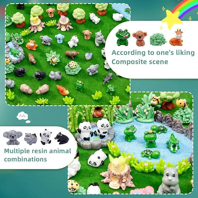 Miniature Small Animal Figurines, 80pcs of Mini Resin Animals, Forest Decoration Ornaments, Miniature Landscape Ornament Sets, Fairy Garden and Dollhouse Accessories by GreenHaven Gardens