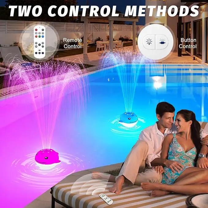 Floating Pool Fountain with Remote, Whale Pool Fountain with Lights, Rechargeable Pool Water Fountain, Above Ground Pool Fountain Waterfall, Swimming Pool Fountains for Inground Pool-1PC by GreenHaven Gardens