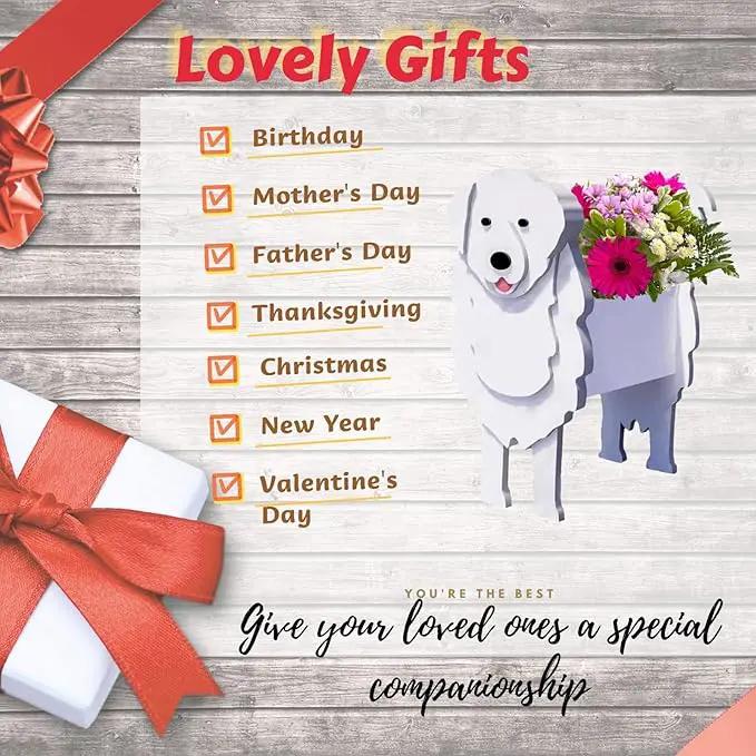 Great Pyrenees Dog Planter Plant Pots,Cute Garden Dog Flower Planter,Dog Planters Birthday Gifts for Women,Office,Indoor/Outdoor Decor（9.45 * 6.97 * 12.2in） by GreenHaven Gardens