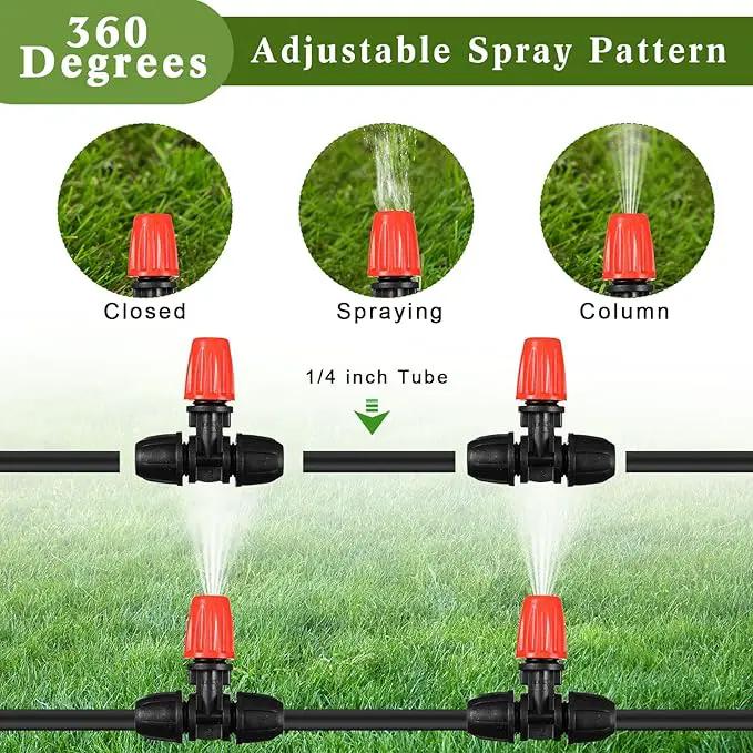 36 Pcs 1/2" to 1/4" Drip Irrigation Fittings Kit Barbed Tee Connector 2 4 6 Way Locked Tee Easy Connector Tubing End Plug Misting Nozzle Irrigation Hose Adapter for Lawn Plant System by GreenHaven Gardens