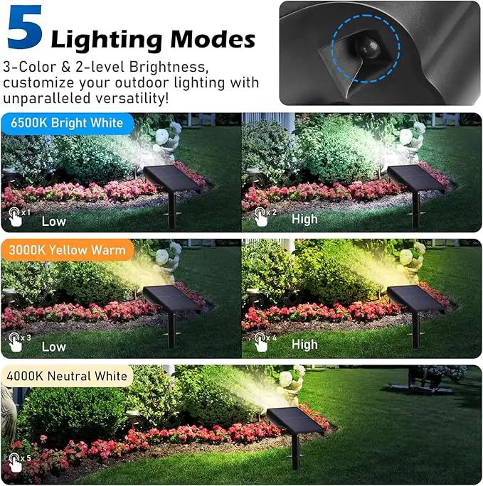 Solar Spot Lights Outdoor 5 Modes, 44LEDs Bright Landscape Spotlights Solar Powered 3 Colors Changing, IP67 Waterproof Auto On-Off Dusk Dawn Solar Outdoor Lighting for Yard Garden Outside Tree by GreenHaven Gardens