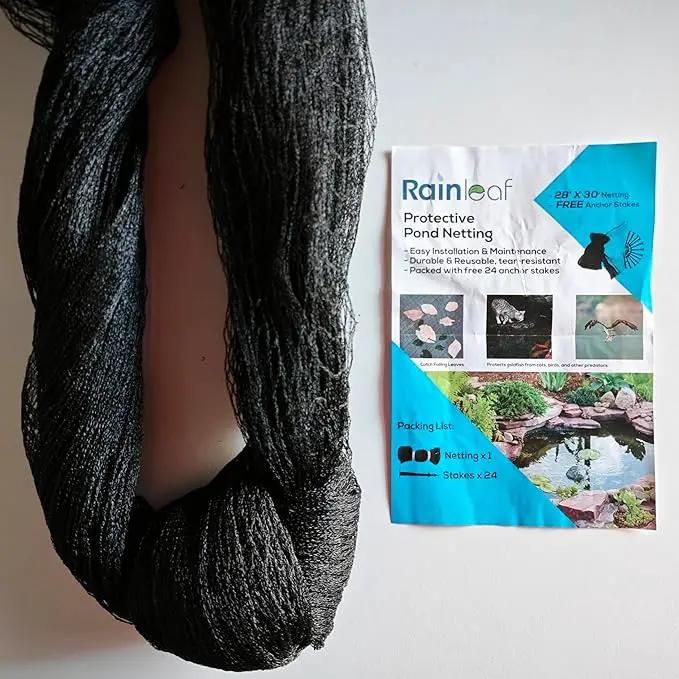 Rainleaf Pond Netting, 7' x 10' Pond Net Cover, Koi Pond Netting for Leaves, Heavy Duty Koi Pond Net Protecting Koi Fish from Herons, Stakes Included by GreenHaven Gardens