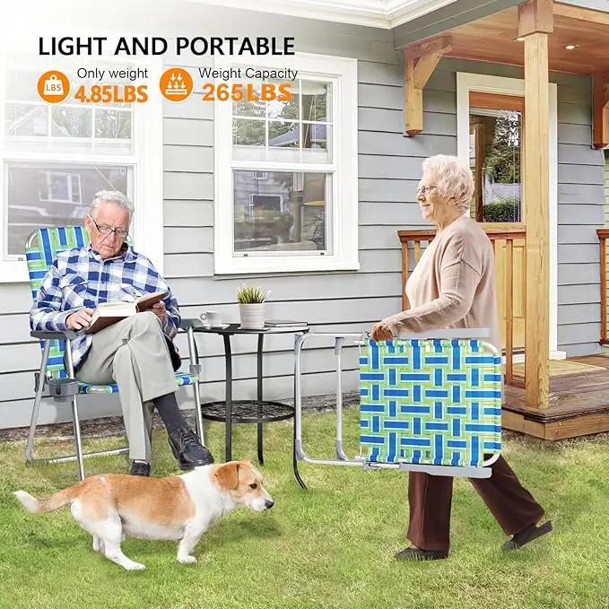 VINGLI Aluminum Patio Lawn Chairs Folding 1 Pack with Detachable Cup Holder, Webbed Beach Chair Folding Chair Outdoor Portable Camping Chair for Yard, Garden … by GreenHaven Gardens