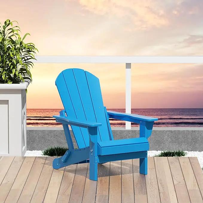 Westin Outdoors Laguna WO Home Outdoor Adirondack Folding Chair Lounger Seat Traditional Retro Home Furniture for Beach, Balcony, Backyard, Lawn, Patio, Pool, Deck, Garden (Pacific Blue) by GreenHaven Gardens